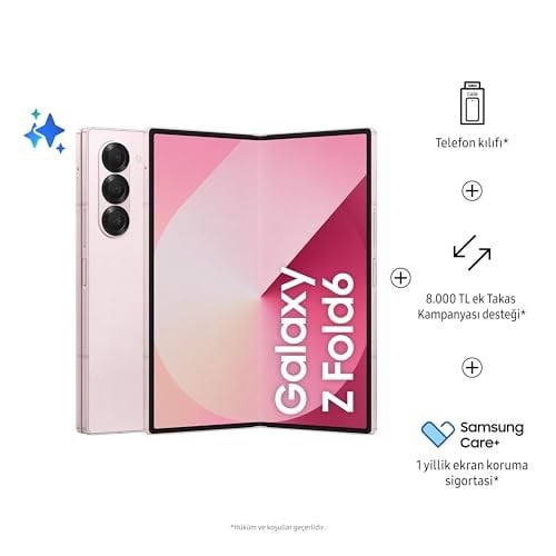 Samsung Galaxy Z Fold6, Yapay Zeka (AI) Telefon, 12GB RAM, 512GB Hafıza, Pembe, Android Akıllı Telefon, 50MP Kamera, Büyük Ekran, Çoklu Görev, S Pen, Uzun Pil Ömrü ( - Seçenekler: 1 TB, 256 GB, 512 GB