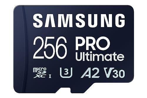 Samsung PRO Ultimate microSD kart + SD adaptörü, 256 GB, akıllı telefonlar, drone ve aksiyon kamerası, UHS-I U3, 200 MB/s okuma, 130 MB/s yazma, MB-MY256SA/WW