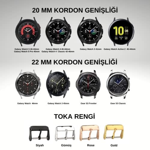 Samsung Watch 5, Watch 4, Watch 3, Gear S3, Active 2 Deri Kordon