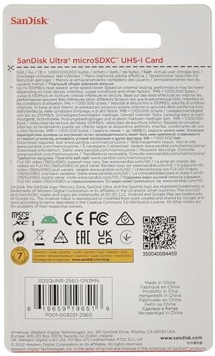 SanDisk 256GB Ultra Lite MicroSDXC 100 MB, Beyaz/Gri