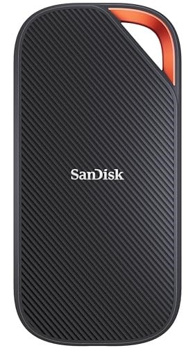 SanDisk 2TB Extreme PRO Portable SSD with USB4, Up to 3800 MB/s Read and 3700MB/s Write, USB-C, USB 3.2, Backwards Compatible, IP65 Water and Dust Resistance - SDSSDE82-2T00-G25
