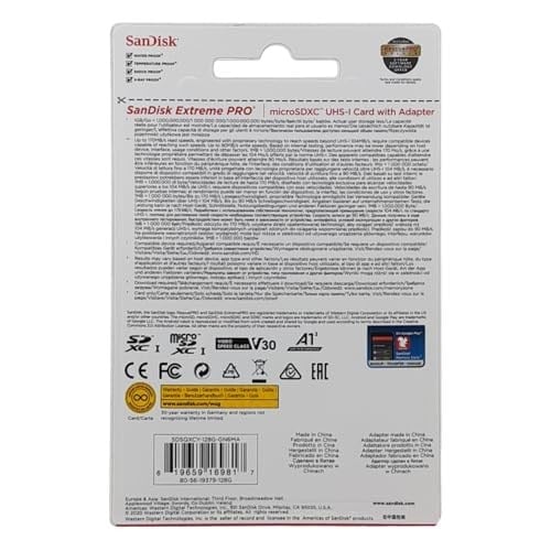 SanDisk Extreme Pro 128 GB microSDXC Hafıza Kartı SDSQXCY-128G-GN6MA, 170 MB/sne kadar