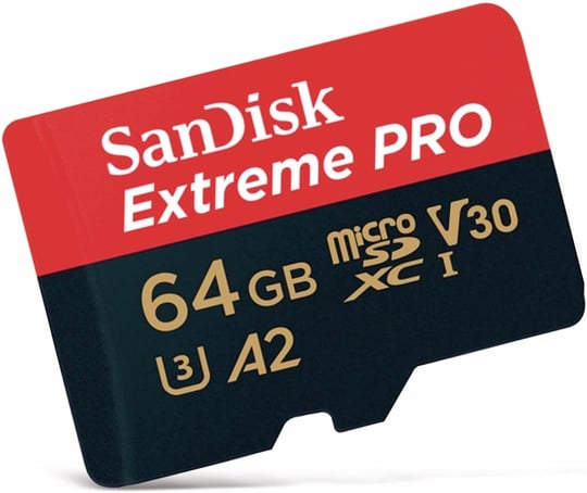 SanDisk Extreme PRO microSDXC UHS-I hafıza kartı 64 GB + adaptör ve Rescue Pro Deluxe (akıllı telefonlar, aksiyon kameraları veya dronlar için, A2, C10, V30, U3, 170 MB/s iletim)