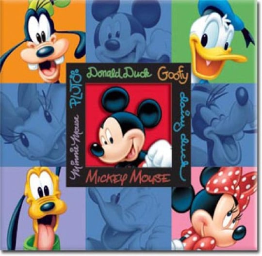 SandyLion 12 x 12 inç koleksiyon albümü, Mickey ve Friends kabartmalı, posta bombası albümü, çok renkli