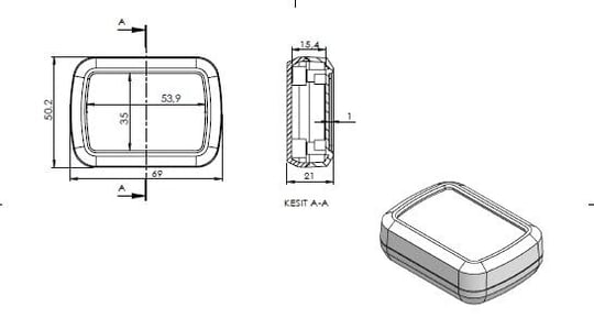 SANEC Elektronik Proje Kutusu (Ölçüleri: 69,5x50,5x21mm) - Siyah