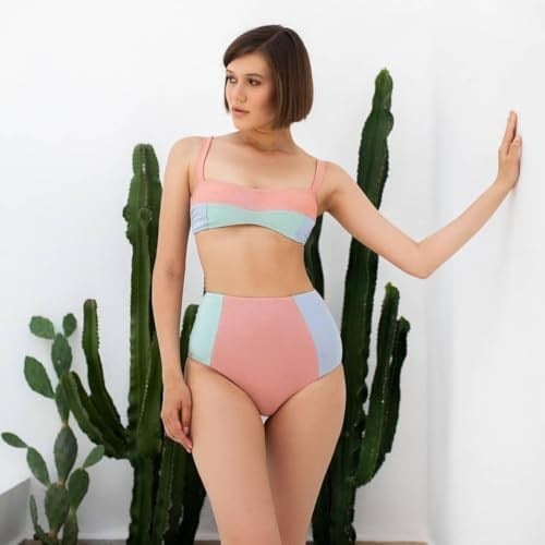 Santa Bikini Yüksek Bel Simli Kumaş