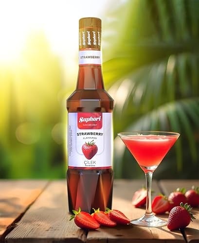 Saphori Çilek Aromalı Kokteyl Şurubu, Çilek Şurubu, Kahve Şurubu 700 ML