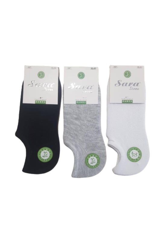 SARA DONNA Sara Donna 12 Çift Gri Renk Dikişsiz Bambu Sneaker Görünmez Çorap Gri 36-40