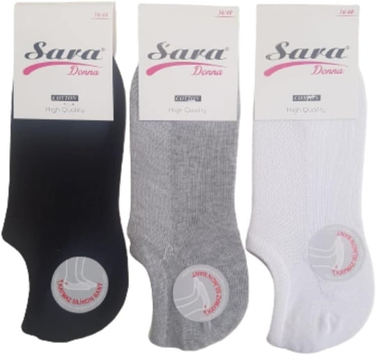 SARA DONNA Sara Donna 6 Çift Gri Renk Dikişsiz Sneaker Görünmez Çorap Gri 36-40
