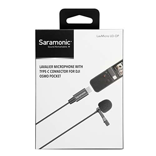 Saramonic Kompakt Klipsli Çok Yönlü Lavalier Mikrofonu DJI Osmo Pocket & DJI Pocket 2 6,6 inç (2 m) Kablo ve USB-C Konektör (LavMicro U3-OP), Siyah, LAVMICROU3-OP