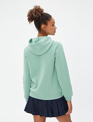 Şardonlu Kapüşonlu Sweatshirt Kedi Baskılı Kanguru Cepli