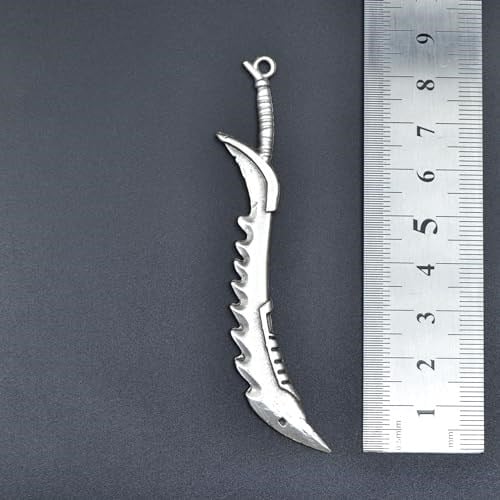 Savaşçı Kılıç Erkek Kadın Kolye Antik Gümüş Kaplama - 60 cm Düz Zincir