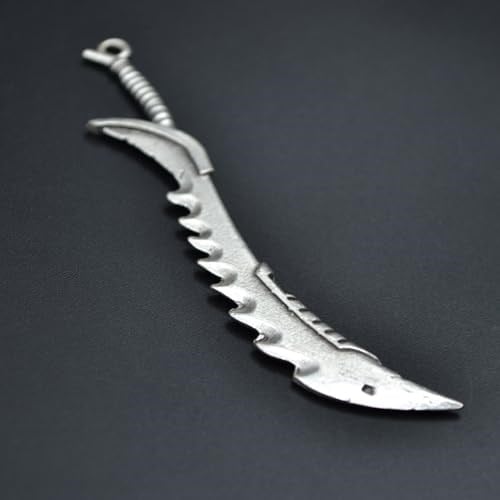 Savaşçı Kılıç Erkek Kadın Kolye Antik Gümüş Kaplama - 60 cm Düz Zincir