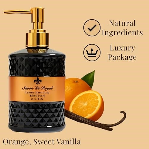 Savon de Royal Luxury Vegan Sıvı Sabun Black Pearl 500 ml, Portakal, Vanilya - Seçenekler: 500 ml, 500 ml (2-Pack), 2500 ml, 2500 ml (2-Pack)