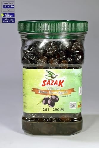 sazak zeytin-zeytinyağı-turşu Yağlı Sele Siyah Zeytin İri Kalibre 900 gr 261-290