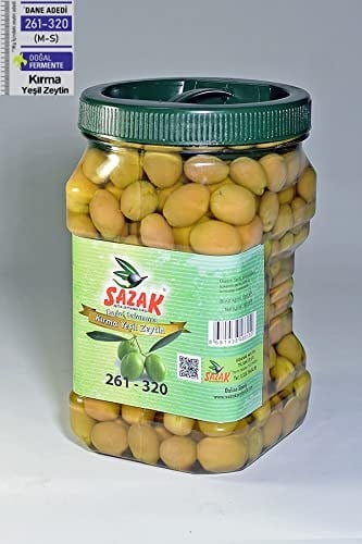 sazak zeytin-zeytinyağı-turşu Yesil Kirma Zeytin 900 Gr Dogal Fermente Yesil Zeytin
