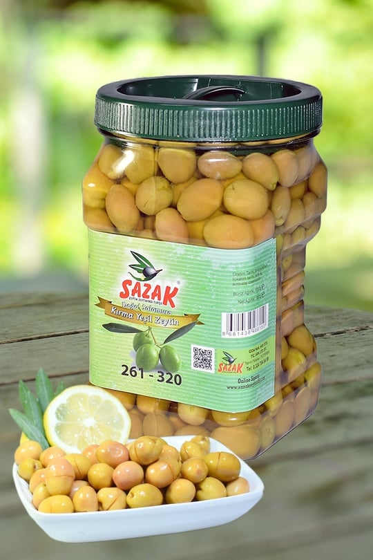 sazak zeytin-zeytinyağı-turşu Yesil Kirma Zeytin 900 Gr Dogal Fermente Yesil Zeytin