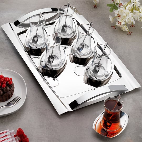 Schafer Allure Çelik Çay Seti 19 Parça-Gümüş