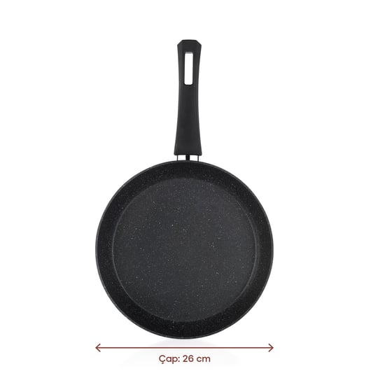 Schafer Black Stone 3 lü Tava Seti 18Cm+22Cm+26Cm-Siyah