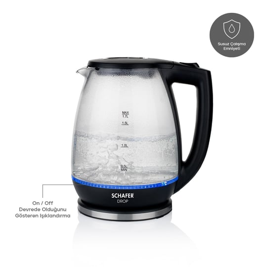 Schafer Drop Cam Su Isıtıcı (Kettle)-Siyah