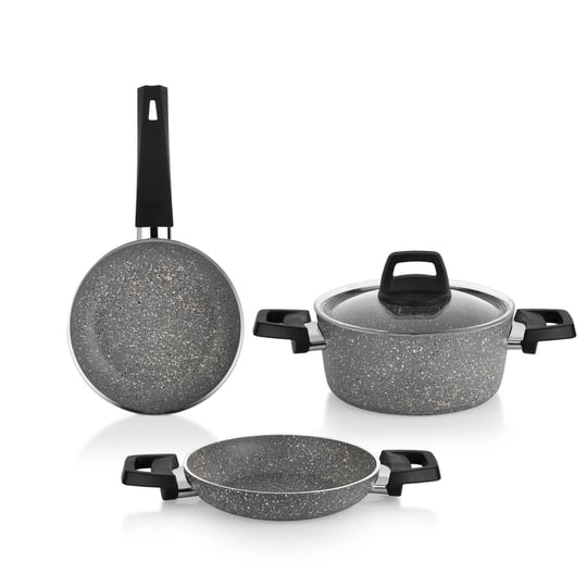 Schafer Eternal 3 lü Set Tencere 18Cm+Sahan 18Cm+Tava18Cm-Gri