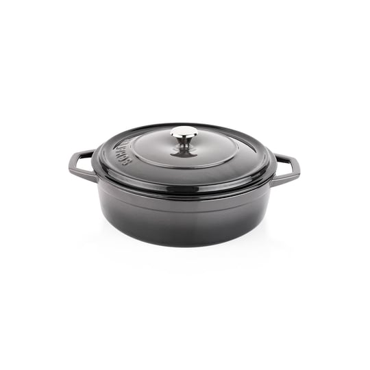 Schafer Guss Chef Döküm Basık Tencere 26Cm-2 Parça-Gri