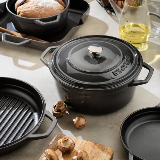 Schafer Guss Chef Döküm Sahan Çift Kulplu 22 Cm-1 Parça-Gri