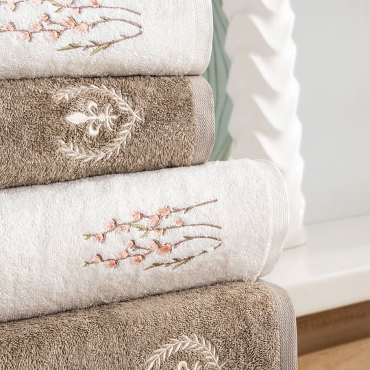 Schafer Home Diana Bambu Nakışlı Banyo Seti 6 Parça-Krem/Bej