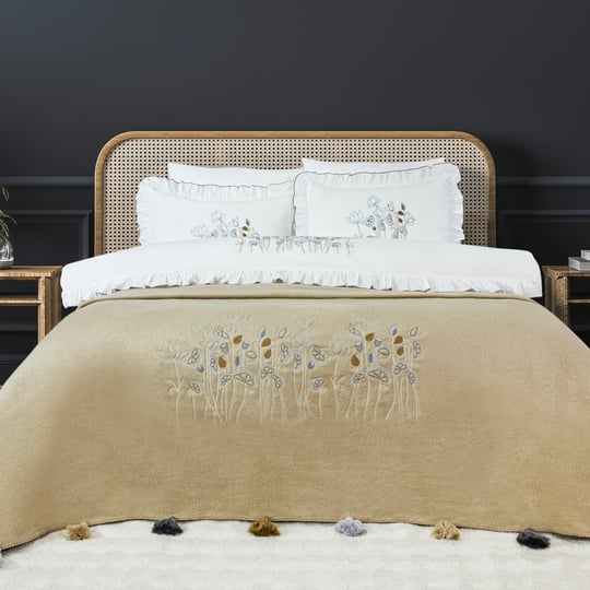 Schafer Home Estiva Çift Kişilik Nevresim Takımı 7 Parça-Ekru