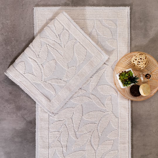 Schafer Home Leaf 2 li Banyo Paspası-Ekru