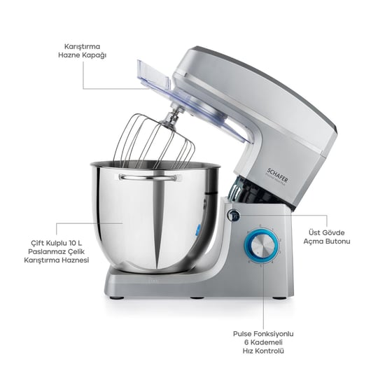Schafer Prochef Maxi Plus Stand Mikser 10 L-Gümüş