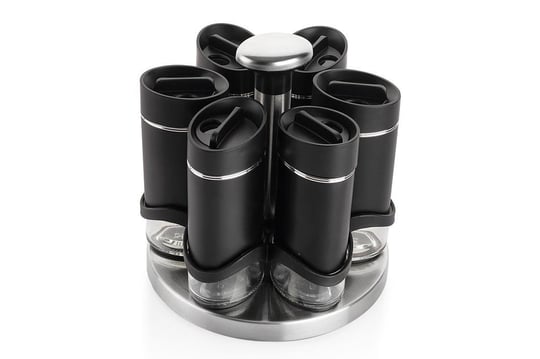 Schafer Silver Touch Döner Standlı Baharat Takımı 7 Parça-Siyah