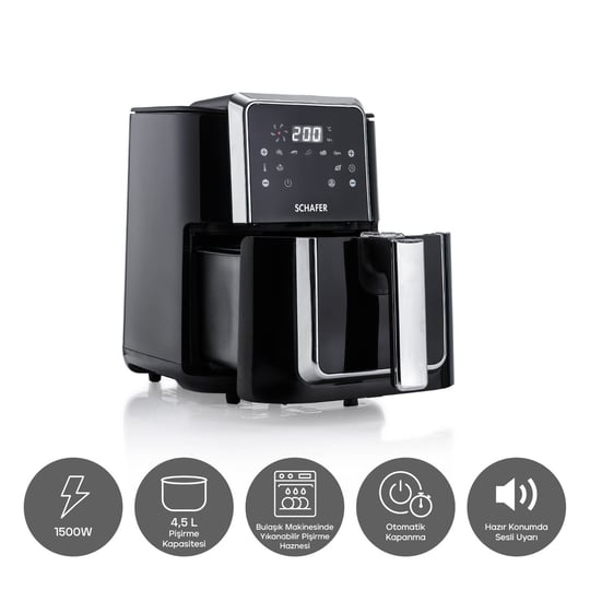 Schafer Thermochef Elegance 4,5 Litre Airfryer/Sıcak Hava Fritözü-Siyah