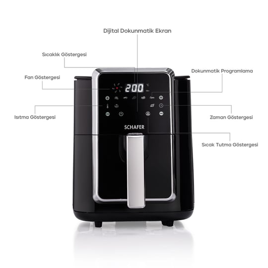 Schafer Thermochef Elegance 4,5 Litre Airfryer/Sıcak Hava Fritözü-Siyah