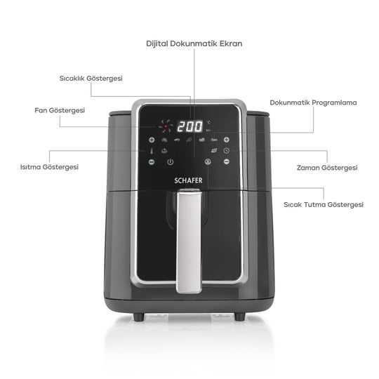 Schafer Thermochef Elegance 4,5 Litre Airfryer/Sıcak Hava Fritözü-Antrasit