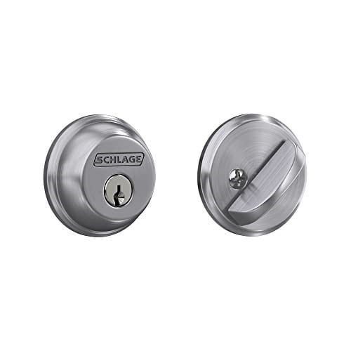 SCHLAGE B60N626 Standart Süsleme Anahtarlı 1 Taraflı Kilit Cıvatası, En Yüksek Konut Güvenliği, Saten Krom