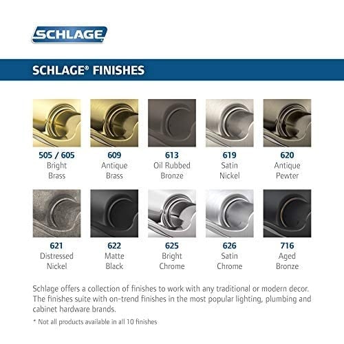 SCHLAGE F51A FLA 609 BRK Flair Kolu Brookshire Trim Anahtarlı Giriş Kilidi, Antika Pirinç