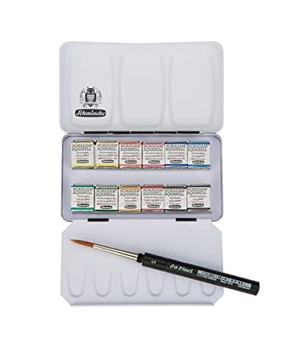 Schmincke Horadam Aquarell Metal Kutu Cep Artist Sulu Boya Seti 12 X Yarım Tablet 74012