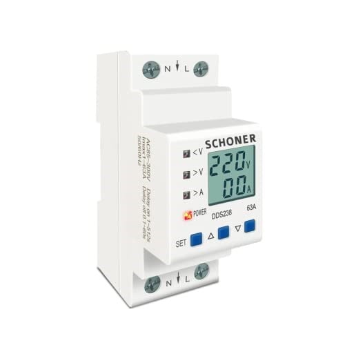 SCHONER® Gerilim Koruma Rölesi Yüksek Alçak Voltaj Akım Koruma Monofaze 63A Voltaj Koruyucu