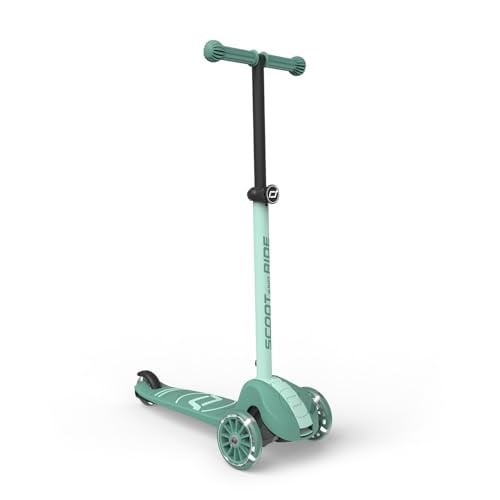 Scoot & Ride Highwaykick 3S çocuk scooterı, 3 yaşından itibaren, yüksekliği ayarlanabilir, 2 kademeli direksiyon, LED tekerlekler, katlanabilir scooter, çocuklar için, 96 – 130 cm