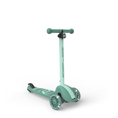 Scoot & Ride Highwaykick 3S çocuk scooterı, 3 yaşından itibaren, yüksekliği ayarlanabilir, 2 kademeli direksiyon, LED tekerlekler, katlanabilir scooter, çocuklar için, 96 – 130 cm