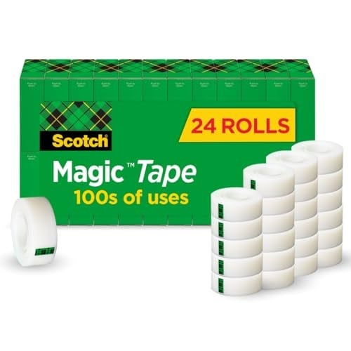 Scotch Sihirli Bant, 24 Rulo, Çok Sayıda Uygulama, Görünmez, Onarım için Tasarlandı, 3/4 x 1000 İnç, Kutulu (810K24)
