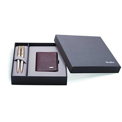 Scrikss DR 201 38 Tük + Vers Saten Altın + Hakiki Deri Kredi Kartlık Kahve