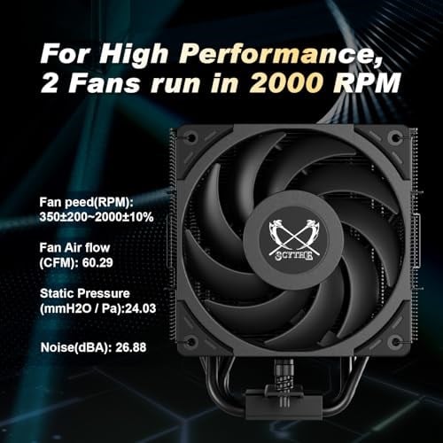 Scythe Mugen 6 Dual Fan Black Edition CPU Hava Soğutucu, Intel LGA1700, LGA1151, AMD AM5, AM4 Desteği, 120mm, Tek Kule, Alüminyum Üst Kapak (Mugen 6 Dual Fan Black Edition)