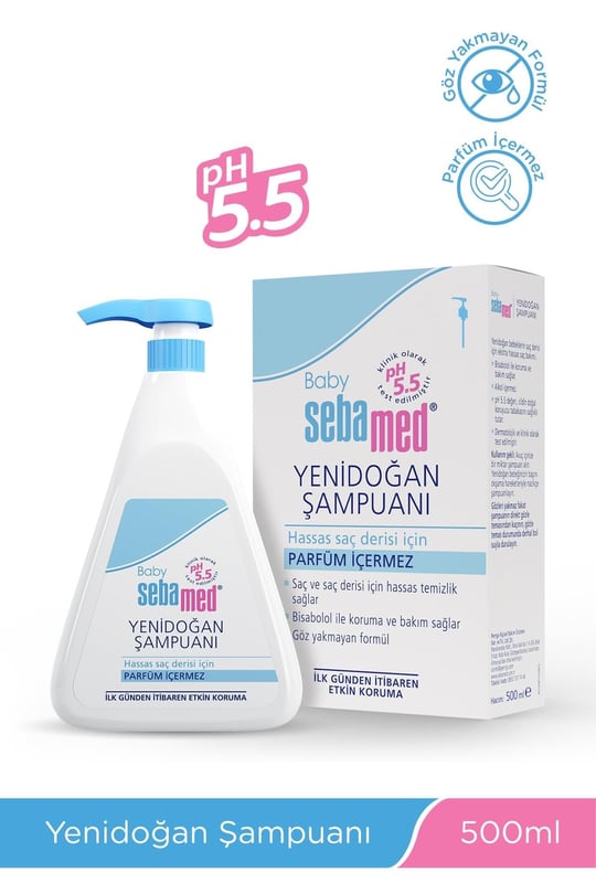 Sebamed Baby pH 5.5 Bisabolol İçerikli Koruma ve Bakım Sağlayan Yenidoğan Bebek Şampuanı 500 ml