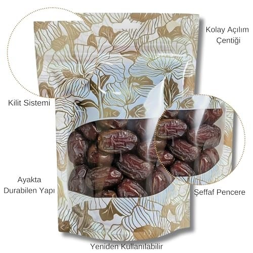 Şeffaf Pencereli Mandala Desenli Poşet, Kilitli Fermuar, Yeniden Kullanılabilir Saklama Torbası,Hazır Doypack, Farklı Kullanım Alanları (100, 15x21)