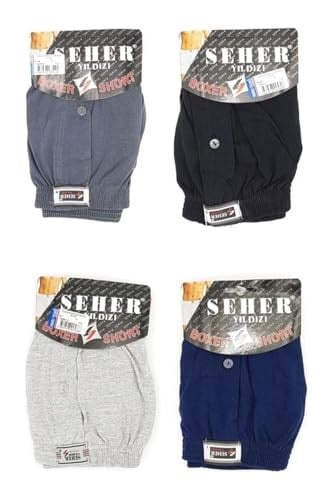 Seher 6lı Paket Yıldızı Pamuklu Penye Düğmeli Erkek Boxer 0008, M
