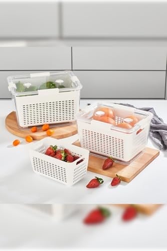 Selka Home - Lavin 2-4-7 Litre Ekru Saklama Kabı