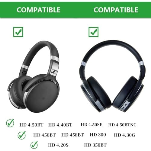 Sennheiser HD 450BT/ 4.50SE/ 4.50SE/ 4.40BT/ 4.30G/4.20S/458BT / HD 350BT/ HD300 kablosuz kulaklıklar için yedek HD 4.50 BTNC kulaklık altlıkları, protein deri yumuşak bellek sünger kulak kupası