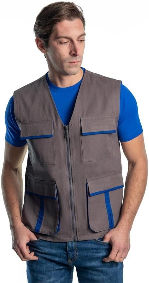 Şensel, Yelek, Gri-Saks -118E3596- Dört Cepli, Mevsimlik Gri Koyu 3XL